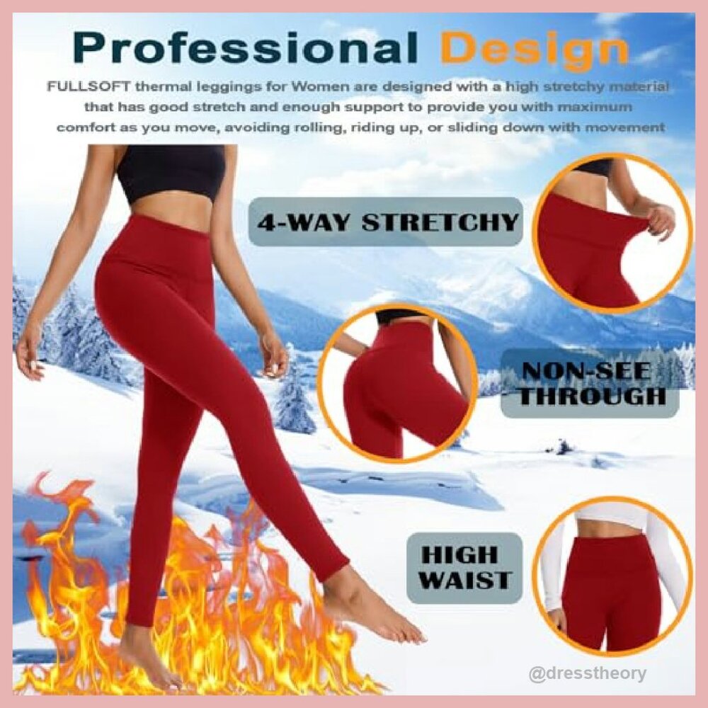 Thick Fleece Lined Thermal Leggings High Waisted Tummy Control Yoga Pants - Picture 6 of 7